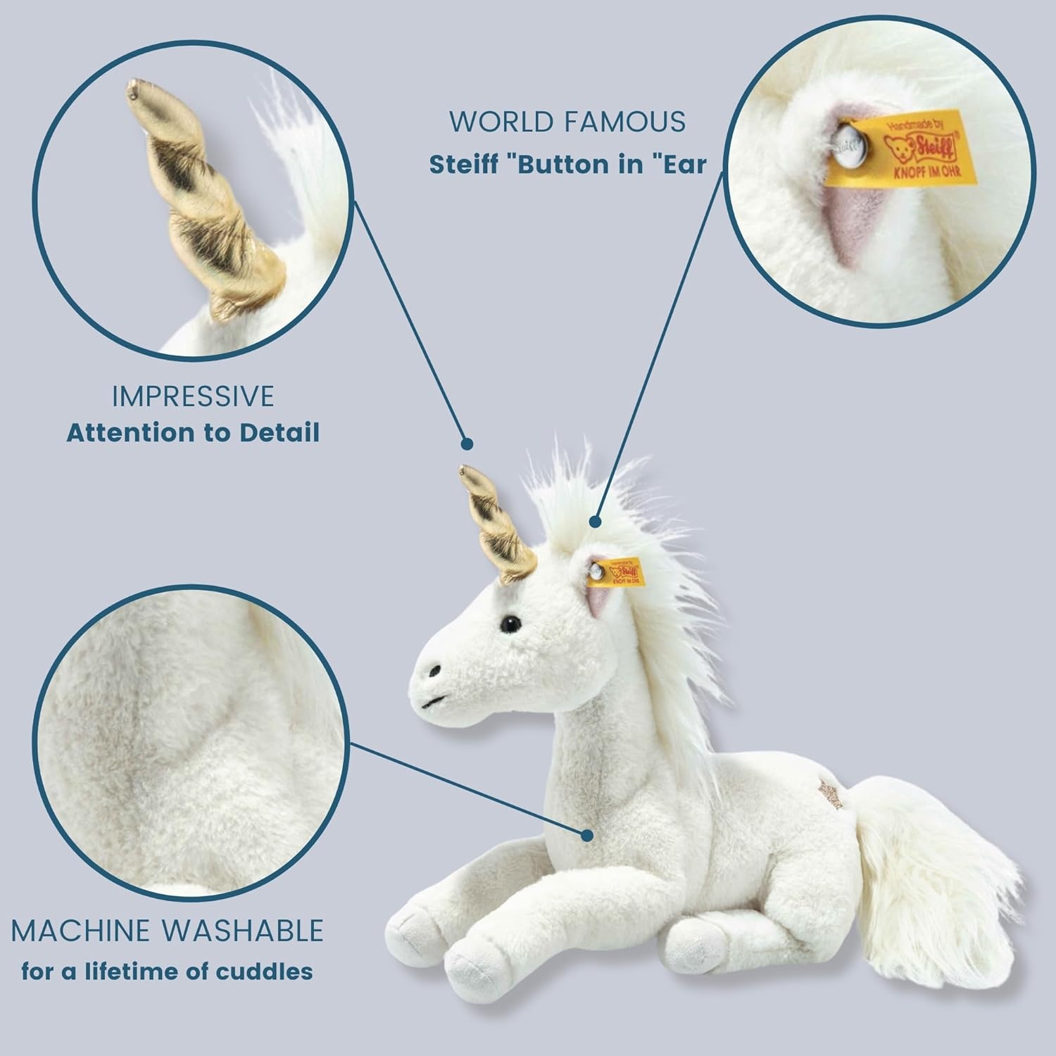 Steiff Handcrafted Since 1880 Premium Plush Dangling Stuffed Animal – 11″ Unica Unicorn(Single) - view 4