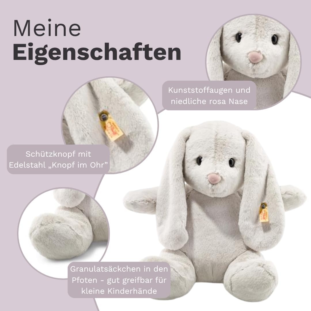 Steiff Hoppie Rabbit: Premium 15″ Stuffed Animal Toy, Soft Cuddly Friends for Girls, Boys & Kids (Light Grey)(15 in) - view 2