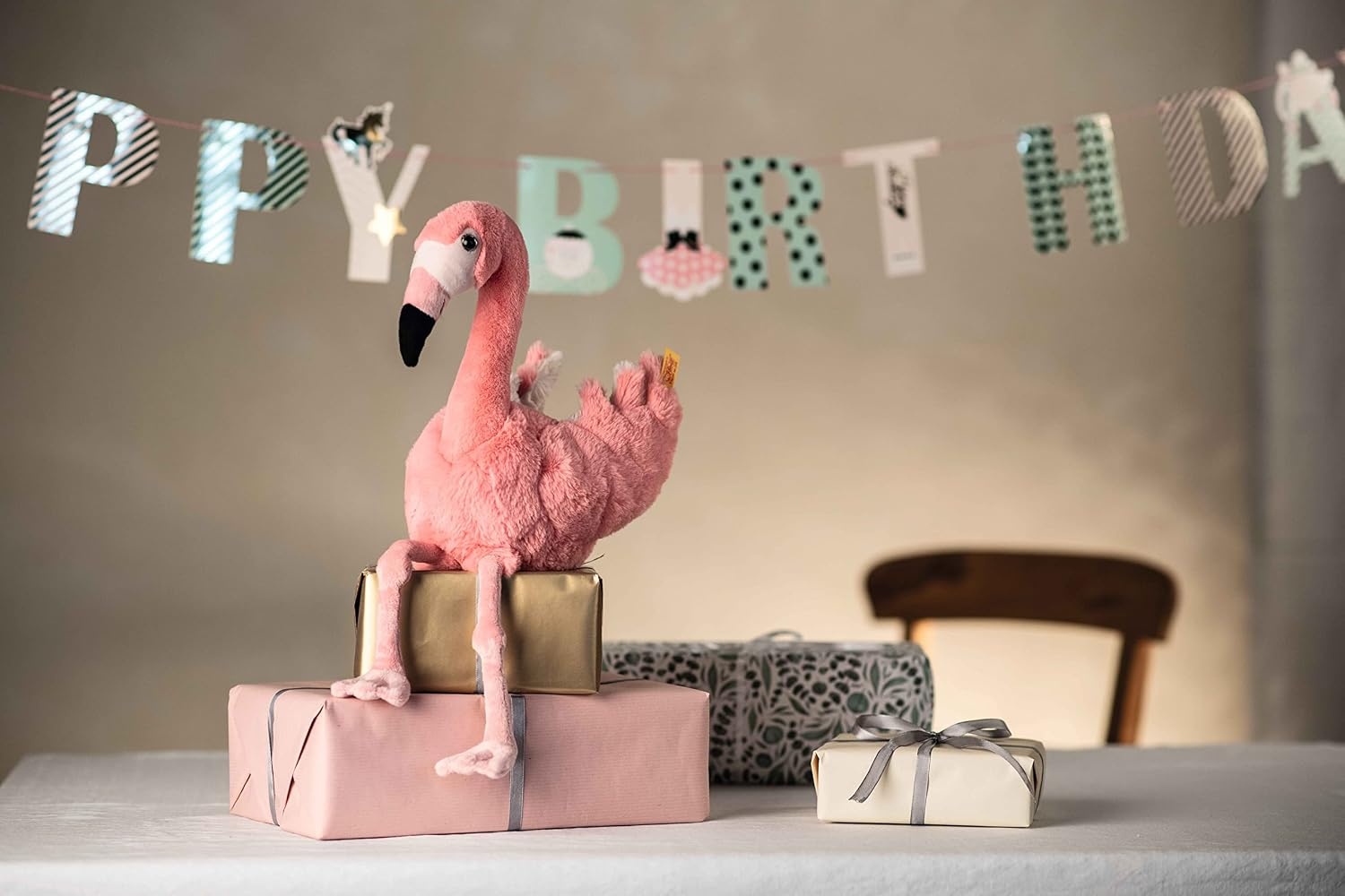 Steiff Jill Plush Flamingo, Premium Stuffed Animal Flamingo for Kids (Pink, 12″)