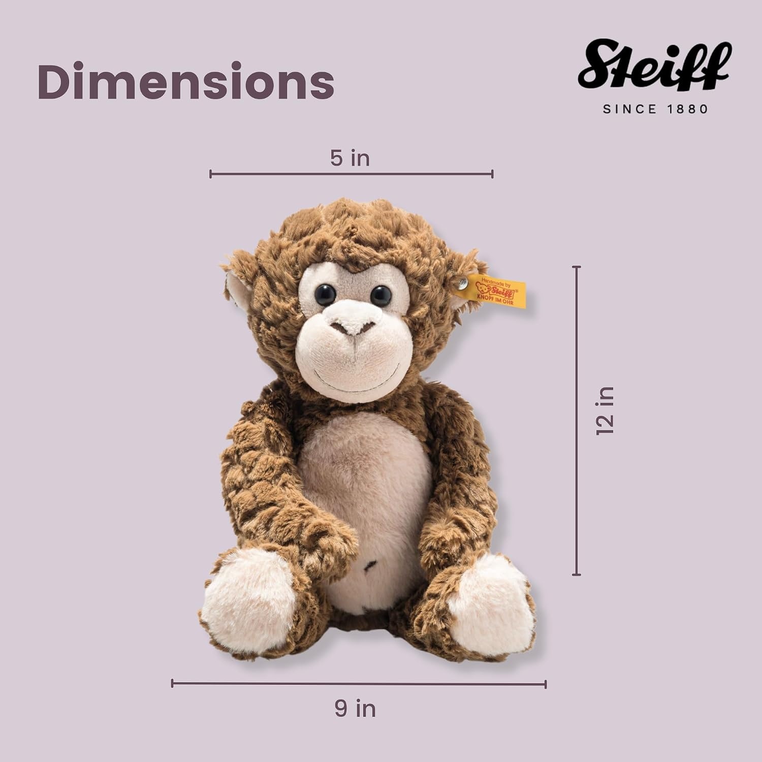 Steiff Bodo Monkey, Premium Stuffed Animal, Jungle Animal Plush Toy for Kids (Brown, 12″)(30cm) - view 3