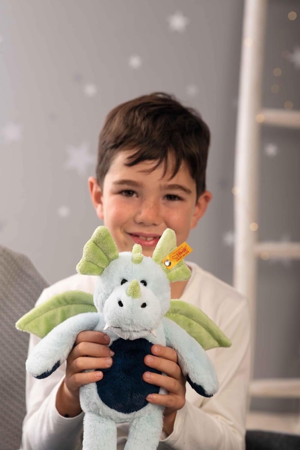 Steiff Samu Dragon, Premium Dragon Stuffed Animal, Dragon Plush Toy for Kids, Friends Collection (Green/Blue, 11″)