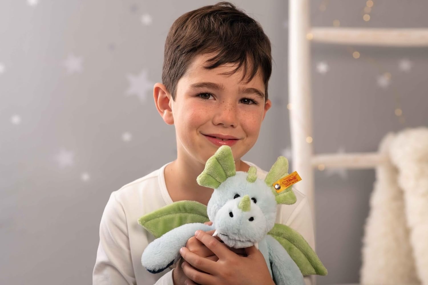 Steiff Samu Dragon, Premium Dragon Stuffed Animal, Dragon Plush Toy for Kids, Friends Collection (Green/Blue, 11″) - view 3
