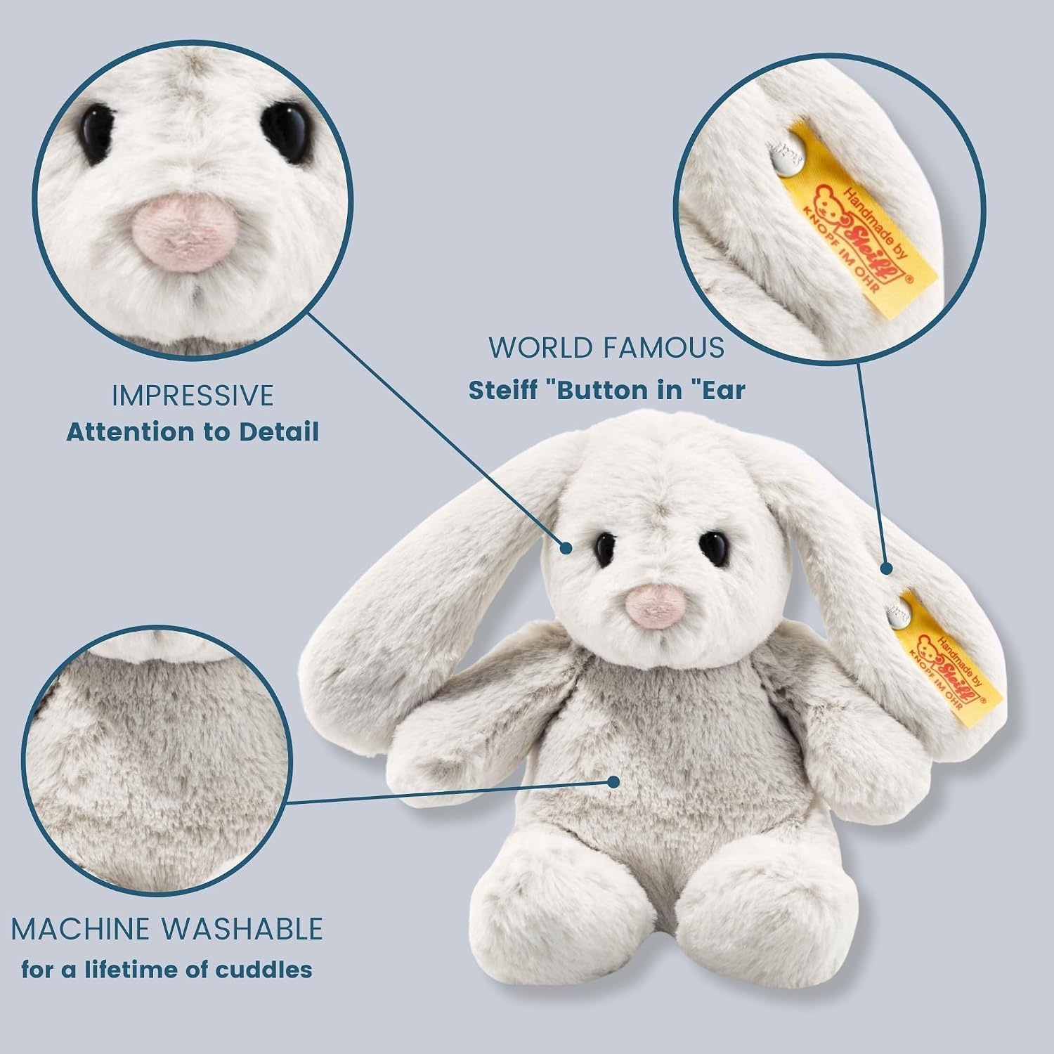 Steiff Handcrafted Since 1880 Premium Plush Stuffed Bunny Soft Toy – 8″ Hoppie Rabbit(Hoppie Rabbit) - view 6