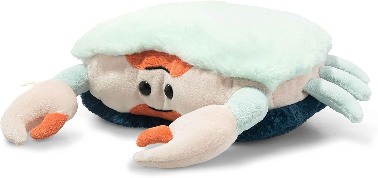 Steiff Marine Sealife Curby Crab Plush Stuffed Animal Toy Friend, Blue and Orange, 8″(Curby Crab)