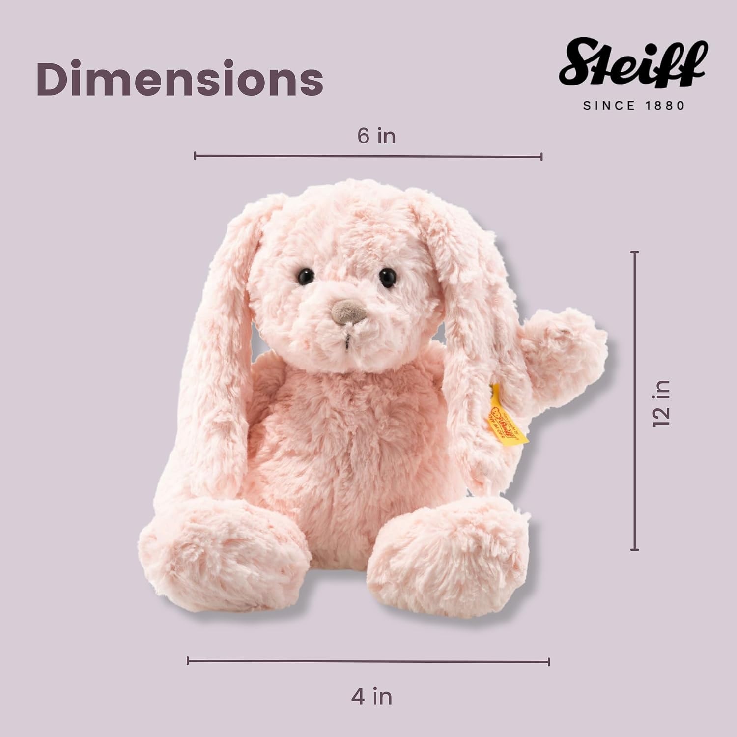 Steiff Pink Rabbit with Long Floppy Ears, Plus Stuffed Animal Toy Friend, 12″(Pink) - view 3