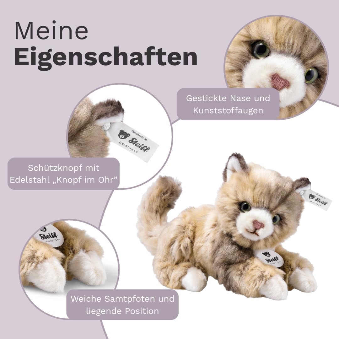 Steiff Cat Plush Animal Toy, Spotted Brown(18 cm) - view 2