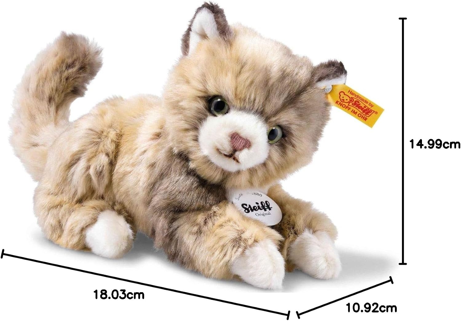 Steiff Cat Plush Animal Toy, Spotted Brown(18 cm) - view 5