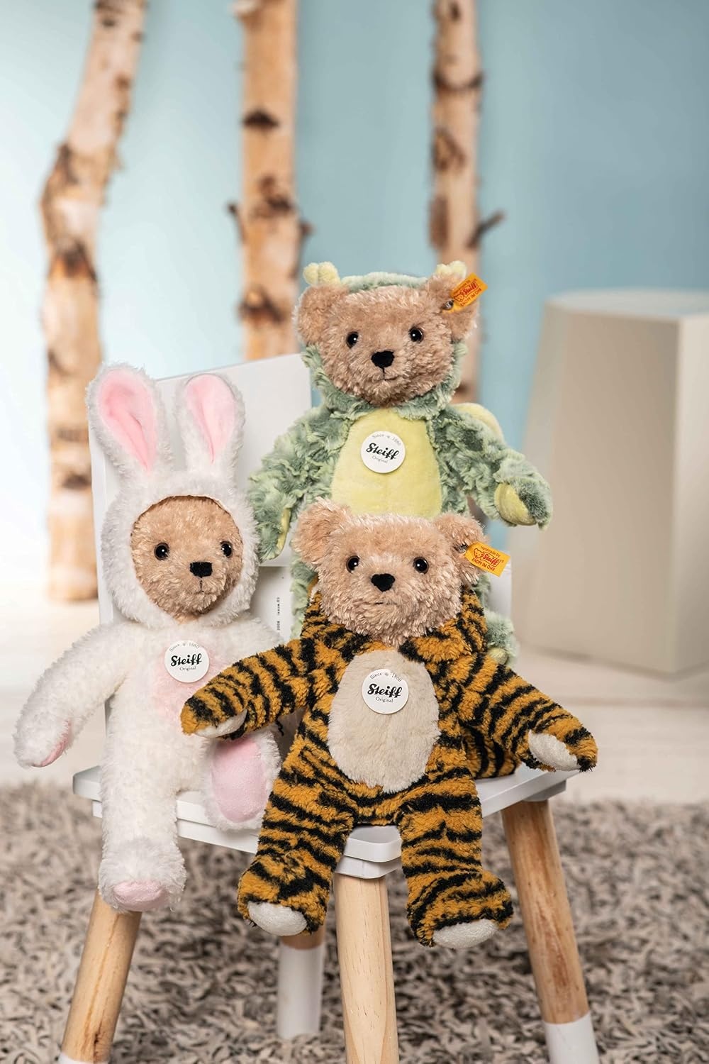 Steiff Teddy Bear in Bunny Hoodie Costume, Year of the Rabbit, Teddybear Stuffed Animal, Plush Bear Cuddly Toy, Machine Washable, 11 inches - view 4