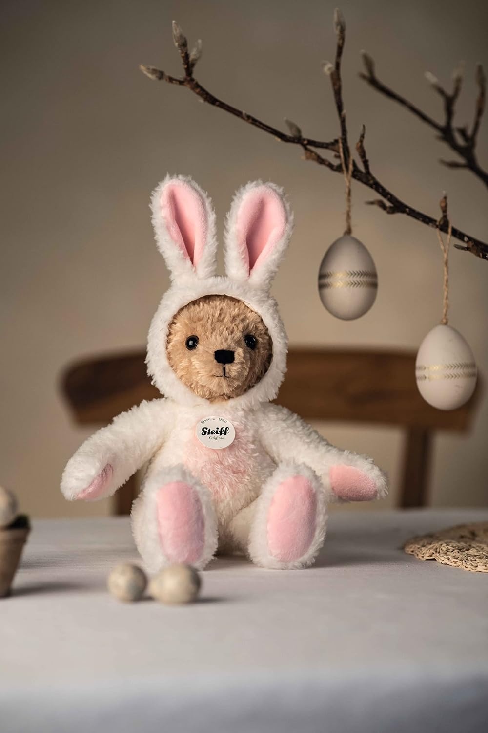 Steiff Teddy Bear in Bunny Hoodie Costume, Year of the Rabbit, Teddybear Stuffed Animal, Plush Bear Cuddly Toy, Machine Washable, 11 inches - view 5