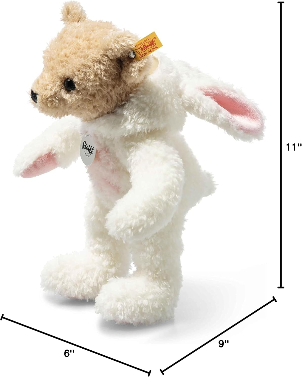 Steiff Teddy Bear in Bunny Hoodie Costume, Year of the Rabbit, Teddybear Stuffed Animal, Plush Bear Cuddly Toy, Machine Washable, 11 inches - view 6
