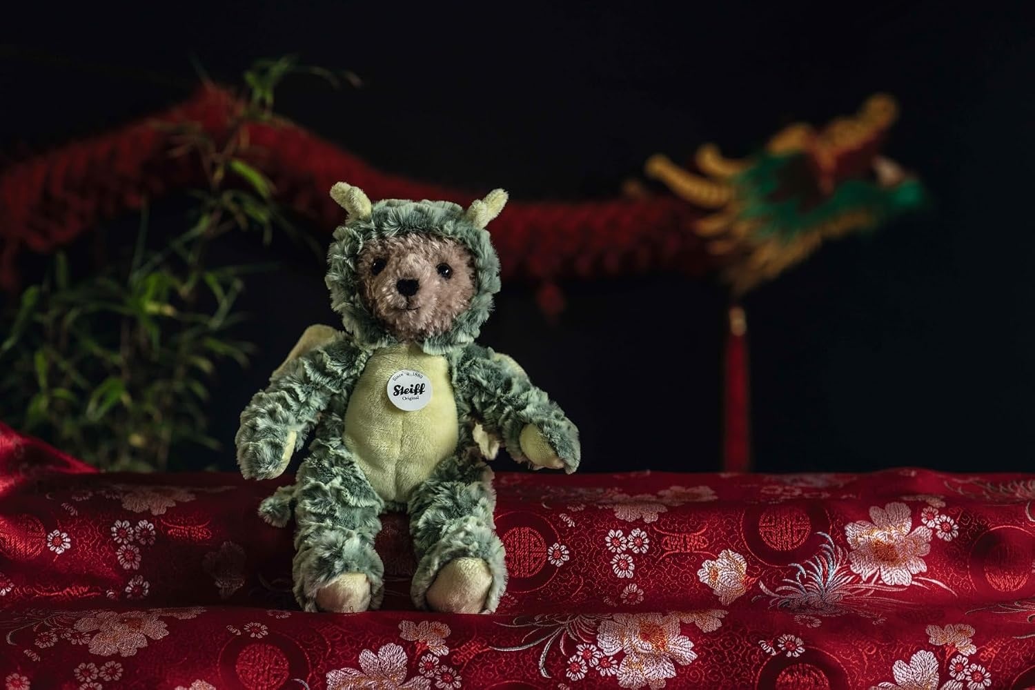 Steiff Teddy Bear with Dragon Hoodie Costume, Chinese Zodiac Signs, Teddy Stuffed Animal, Plush Bear Cuddly Toy, Machine Washable, 11″ - view 3