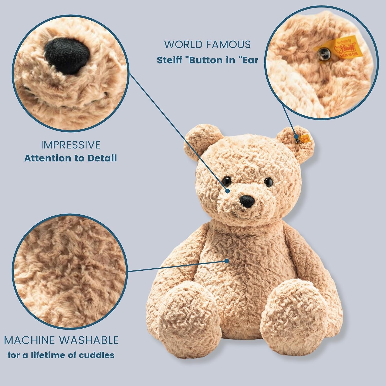 Steiff The Original Teddy Bear – Soft Cuddly Friends Premium Plush Stuffed Animal Classic Jimmy, Christmas, 12″ Tall(22 inches) - view 5