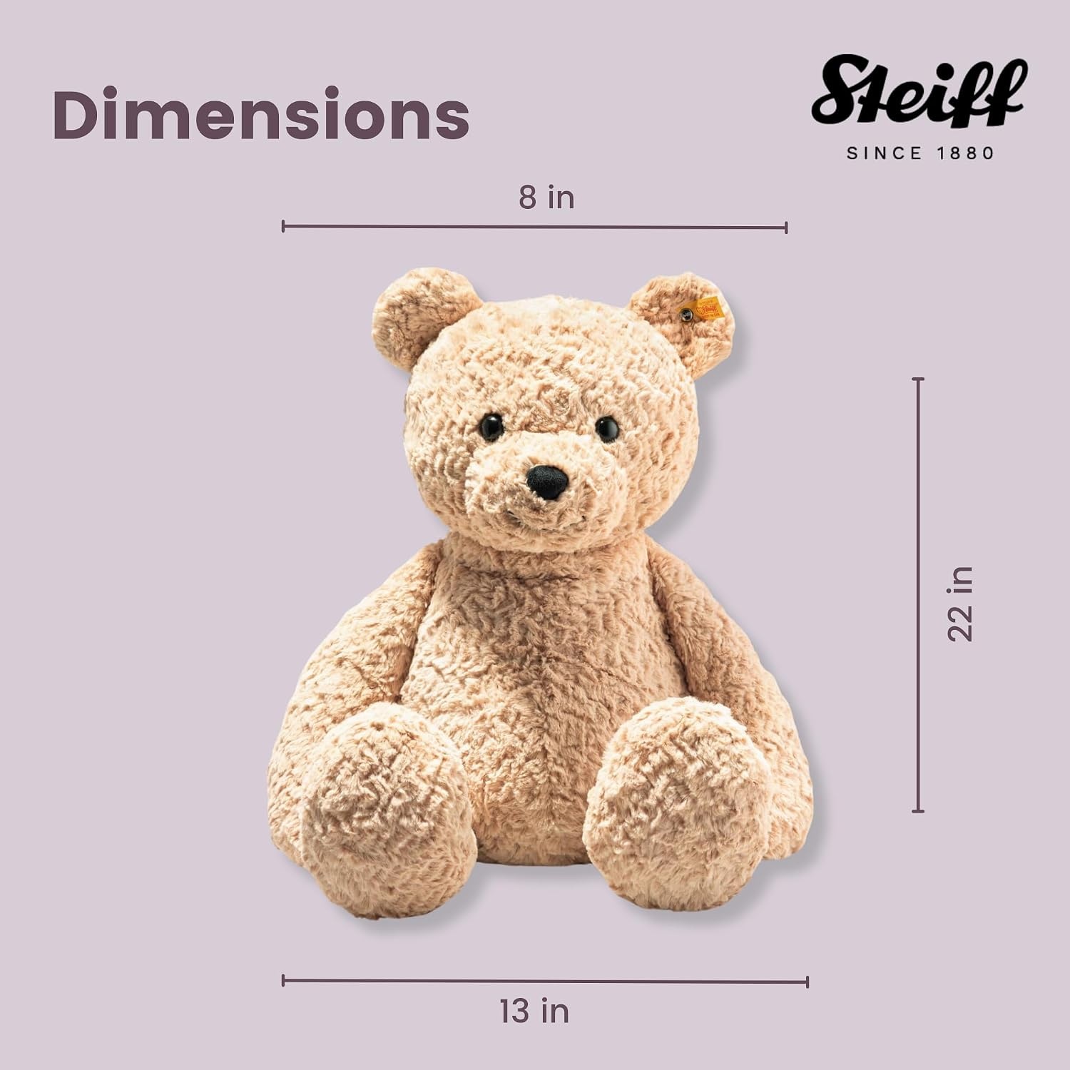 Steiff The Original Teddy Bear – Soft Cuddly Friends Premium Plush Stuffed Animal Classic Jimmy, Christmas, 12″ Tall(22 inches) - view 7