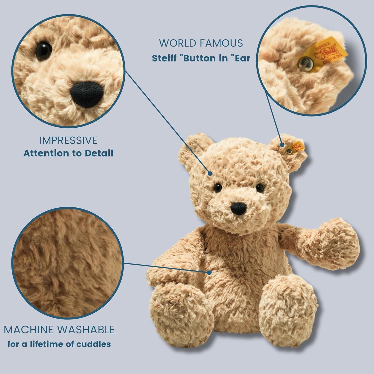 Steiff The Original Teddy Bear – Soft Cuddly Friends Premium Plush Stuffed Animal Classic Jimmy, Christmas, 12″ Tall(15.75 inches) - view 2