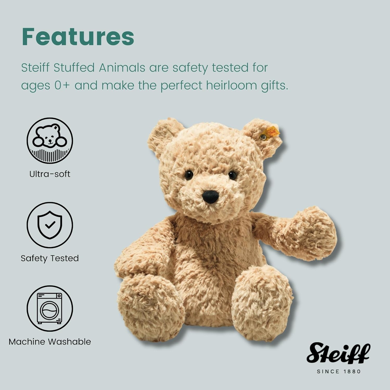 Steiff The Original Teddy Bear – Soft Cuddly Friends Premium Plush Stuffed Animal Classic Jimmy, Christmas, 12″ Tall(15.75 inches) - view 3