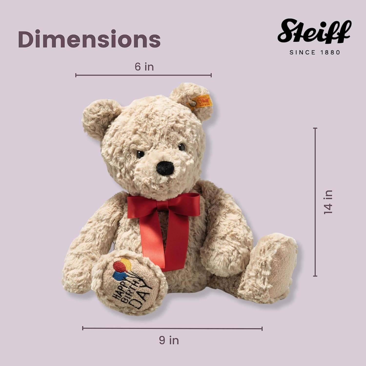 Steiff The Original Teddy Bear – Soft Cuddly Friends Premium Plush Stuffed Animal Classic Jimmy, Christmas, 12″ Tall(14″) - view 4