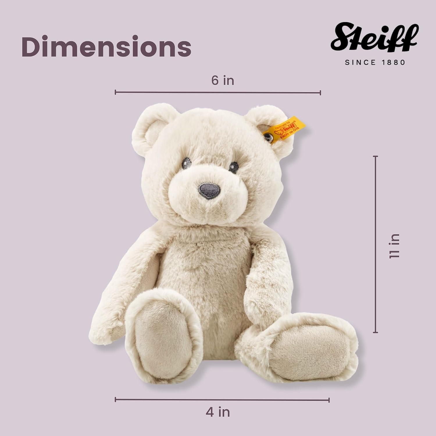 Steiff Bearzy Teddy Bear Floppy Friend Plush Stuffed Animal Toy with Embroidered Eyes, Beige, 11″(Beige) - view 3