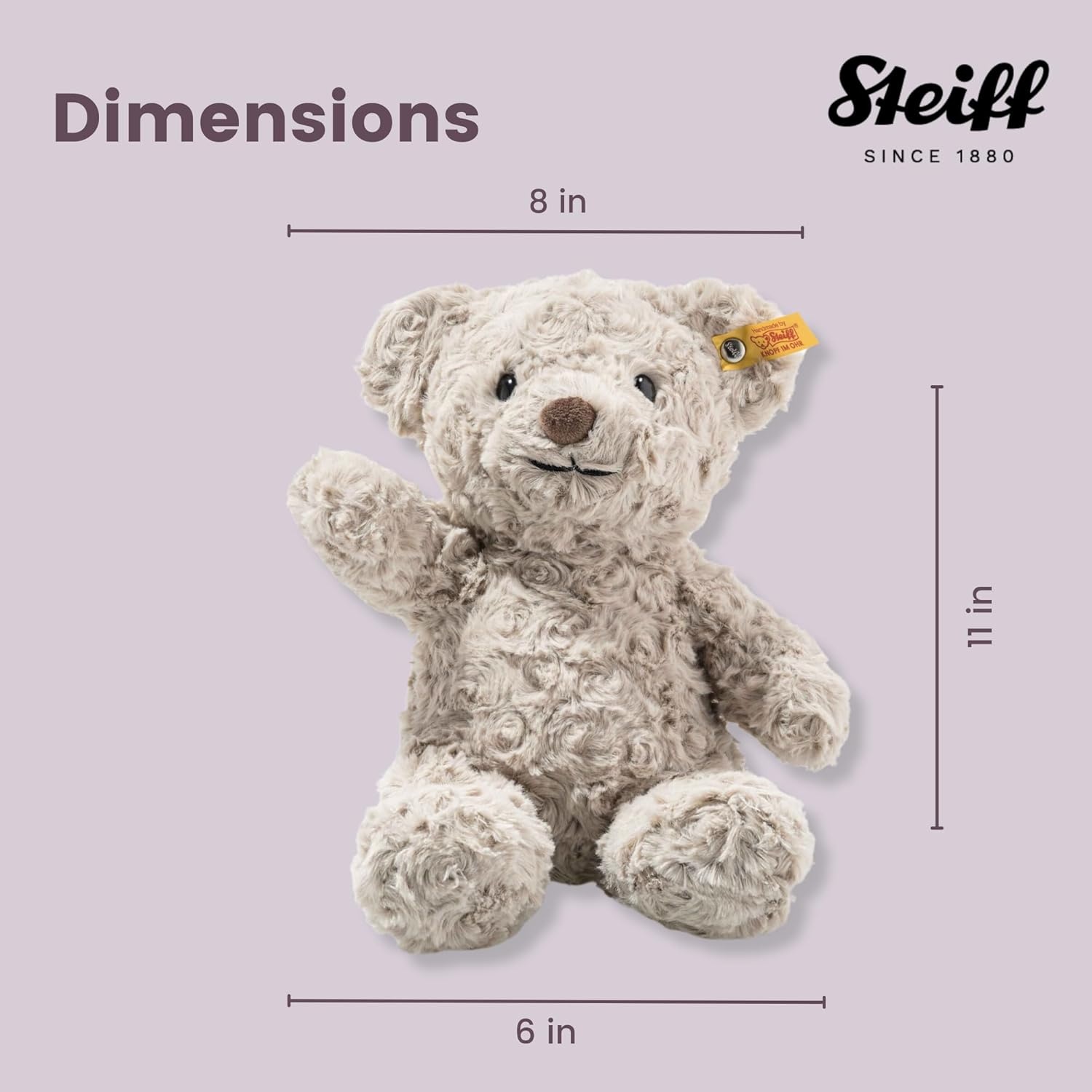 Steiff Honey Teddy Bear – Soft Cuddly Friends, Premium Plush Stuffed Animal Toy for Kids (Tan, 15″)(11 in) - view 3