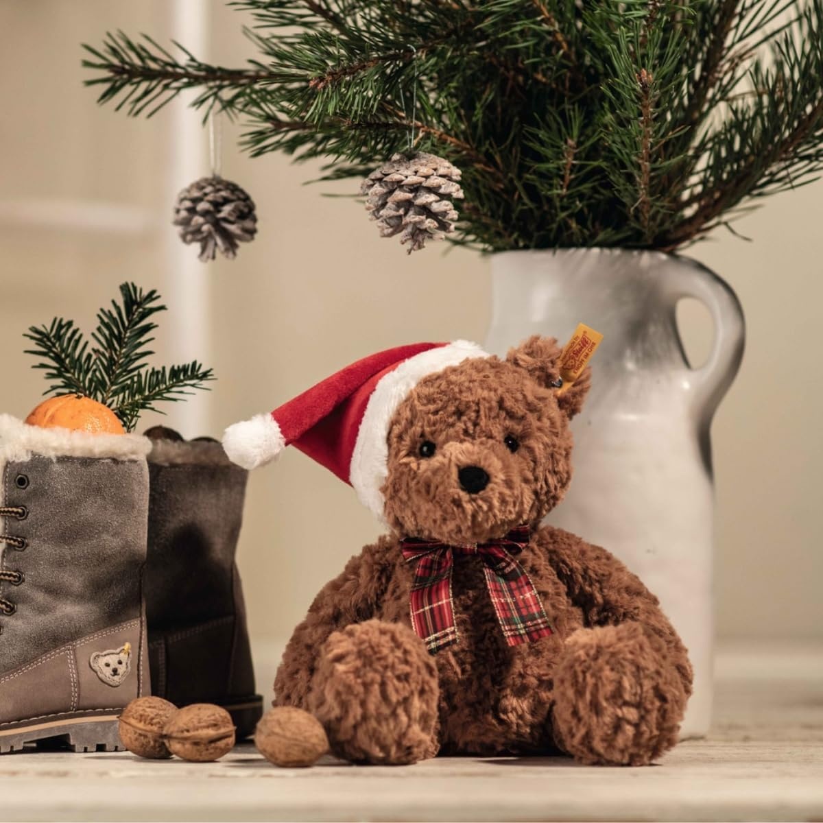 Steiff The Original Teddy Bear – Soft Cuddly Friends Premium Plush Stuffed Animal Classic Jimmy, Christmas, 12″ Tall(12″)