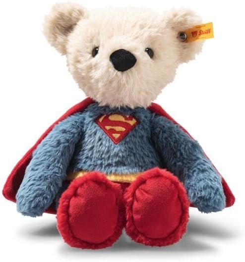 Steiff DC Superhero Teddy Bear – Officially Licensed Plush Toy Collectible Premium Soft Stuffed Animal for Kids & Collectors, DC Superman 12″ Tall(Superman)