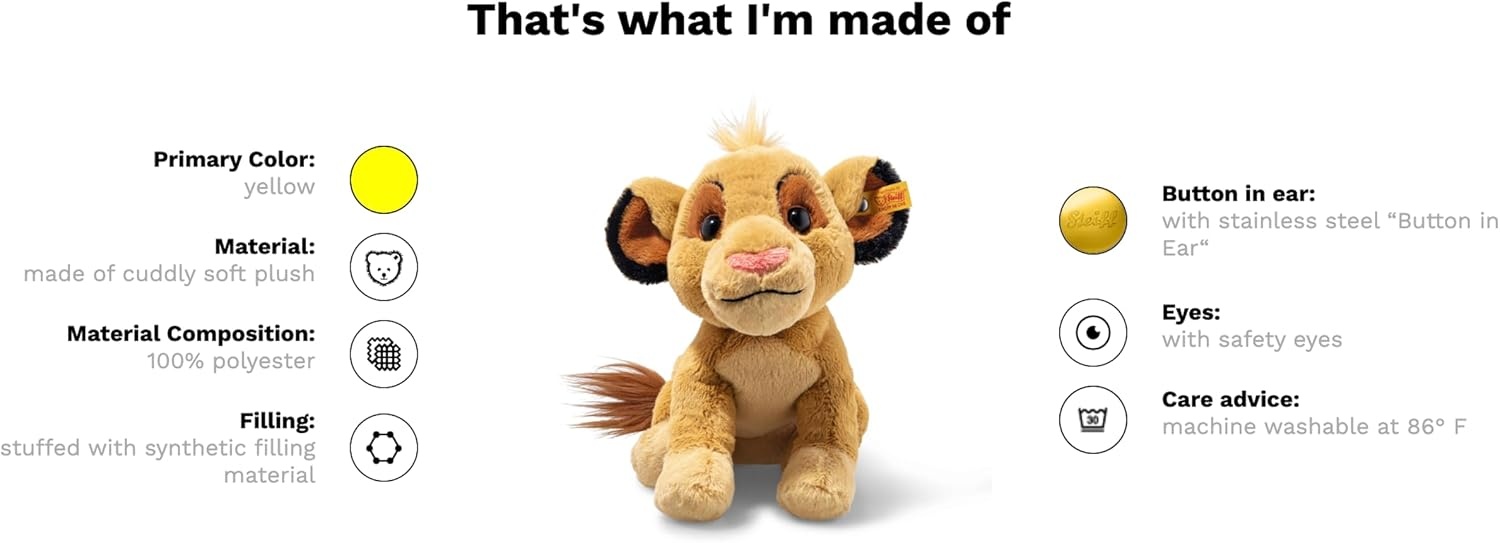 Disney Steiff Soft Cuddly Friends Orginal Simba 10″ Plush(lion)