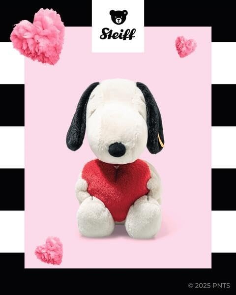 Steiff Snoopy Officially Licensed Love – Soft Plush Dog Toy Stuffed Animal Holding Red Heart Premium Peanuts Collectible, Snoopy, 12 - view 6
