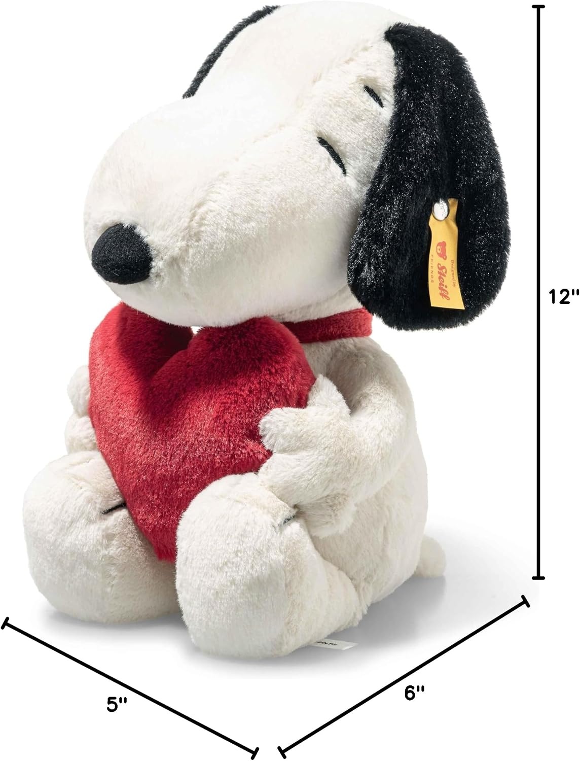 Steiff Snoopy Officially Licensed Love – Soft Plush Dog Toy Stuffed Animal Holding Red Heart Premium Peanuts Collectible, Snoopy, 12 - view 7
