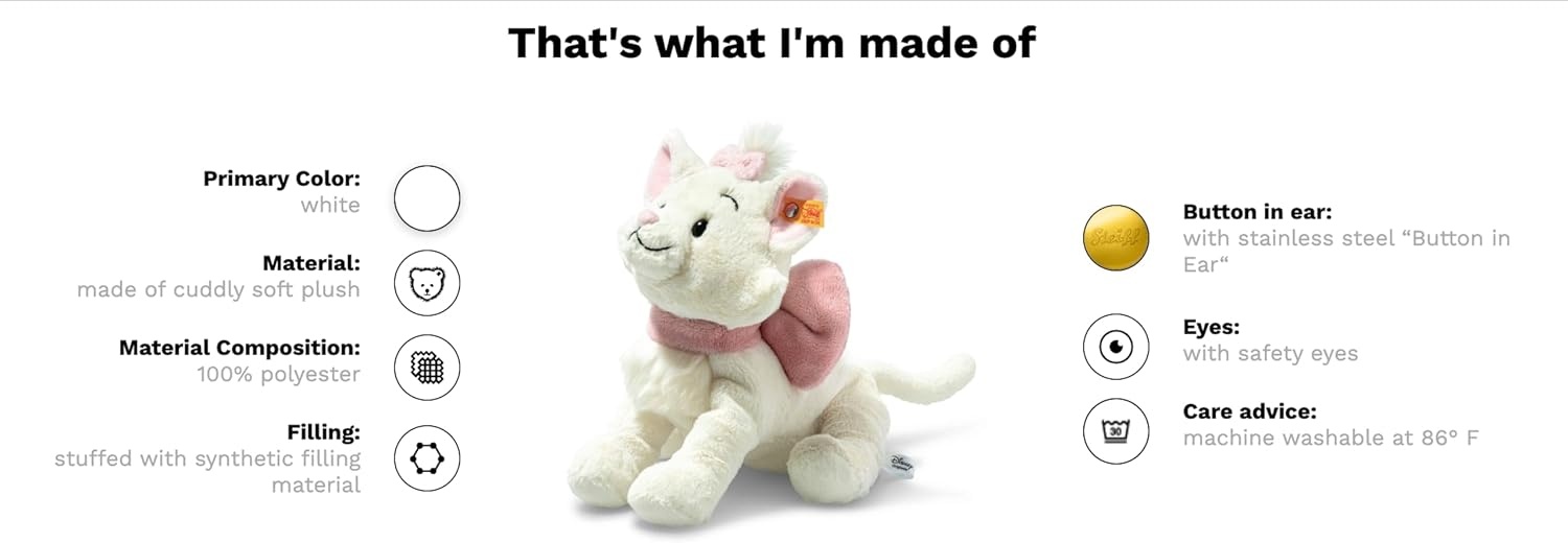 Disney Steiff Soft Cuddly Friends Orginal Marie 9″ Plush - view 2