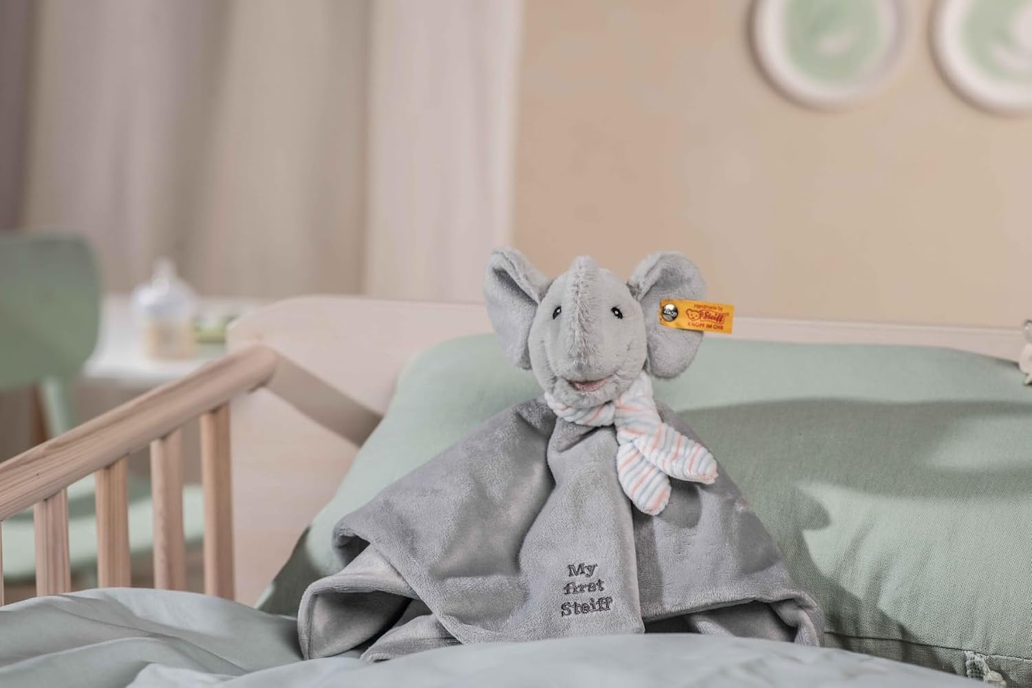 Steiff Handcrafted Since 1880 Premium Plush My First Steiff Lovey Security Blanket – 10″ Ellie Elephant