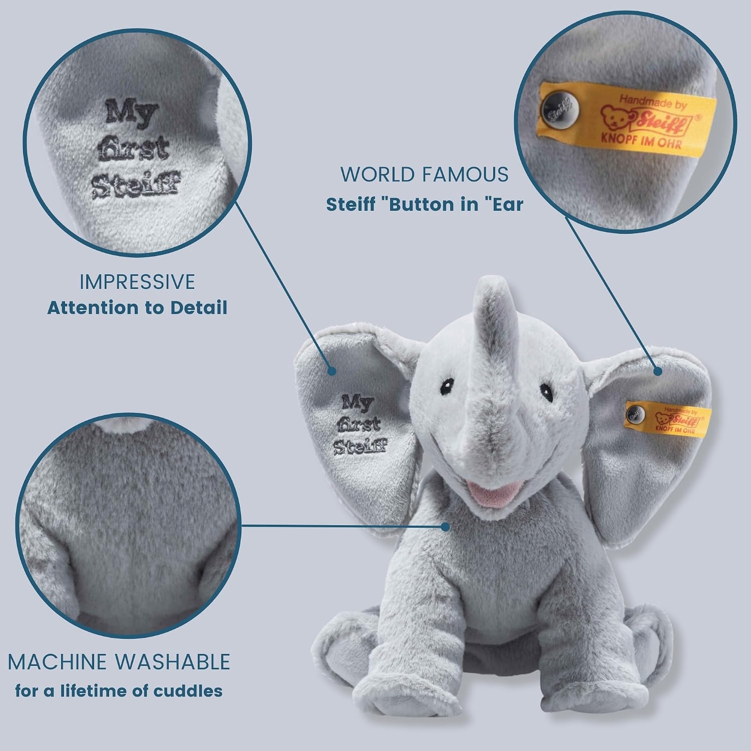 Steiff Handcrafted Since 1880 Premium Plush My First Steiff Stuffed Animal – 9″ Ellie Elephant - view 2
