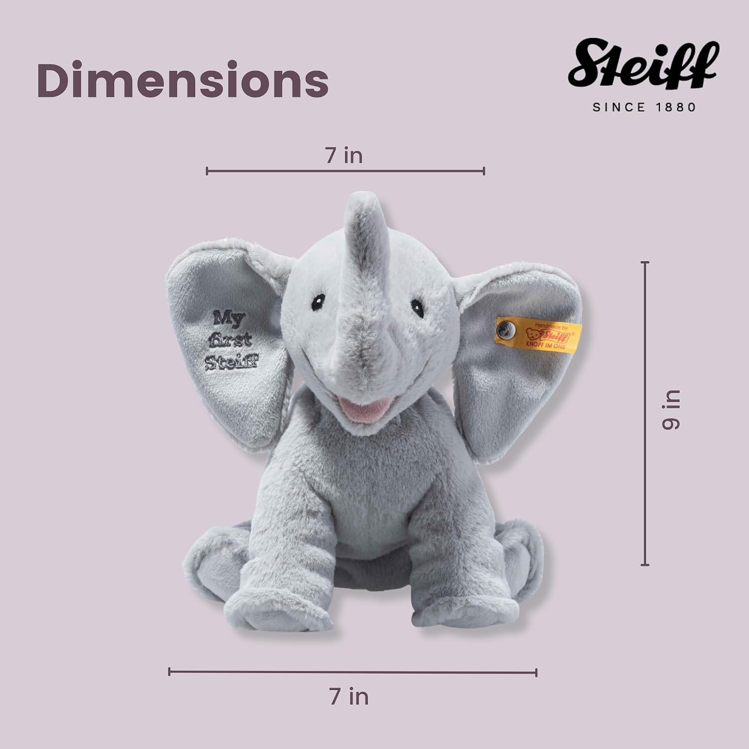 Steiff Handcrafted Since 1880 Premium Plush My First Steiff Stuffed Animal – 9″ Ellie Elephant - view 4
