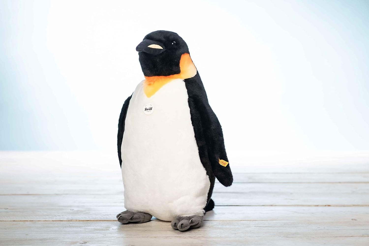 Steiff Palle King Penguin, Premium Realistic XL Stuffed Animal Penguin, Lifelike Arctic Animal Plush Toys, Plushy Toy for Girls Boys and Kids (Gray & White, 20″)