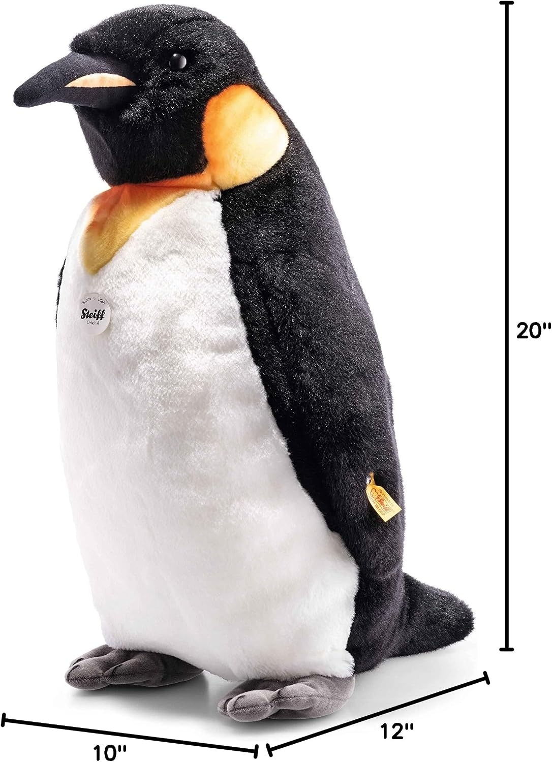 Steiff Palle King Penguin, Premium Realistic XL Stuffed Animal Penguin, Lifelike Arctic Animal Plush Toys, Plushy Toy for Girls Boys and Kids (Gray & White, 20″) - view 3